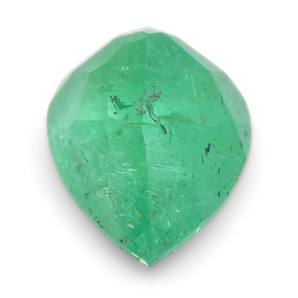SkyJems 1.55ct Colombian Pear Emerald, bluish green beryl gemstone with moderate clarity and brilliant cut