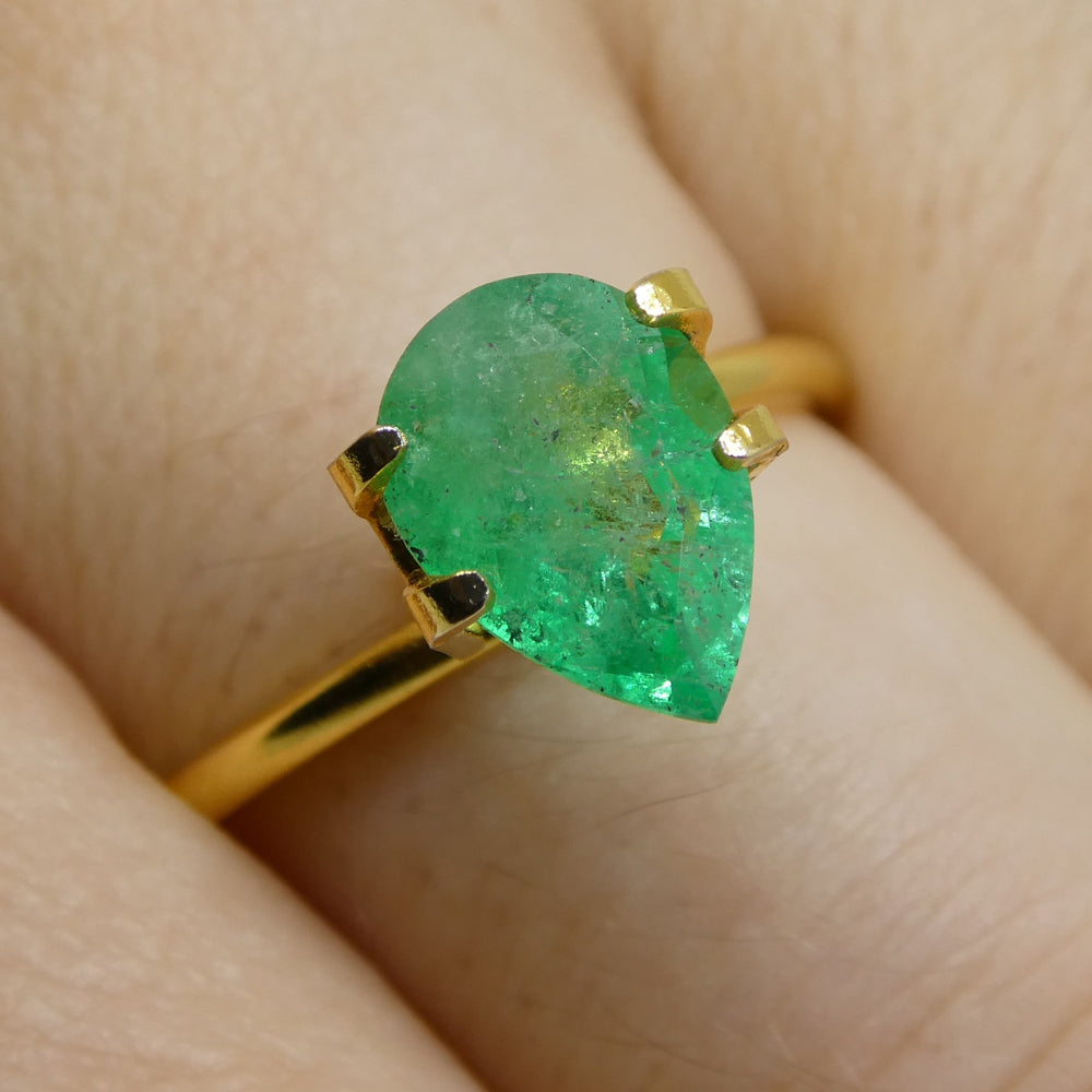1.55ct Colombian Pear Green Emerald, Bluish Green Beryl Gemstone from SkyJems Fine Gems Collection