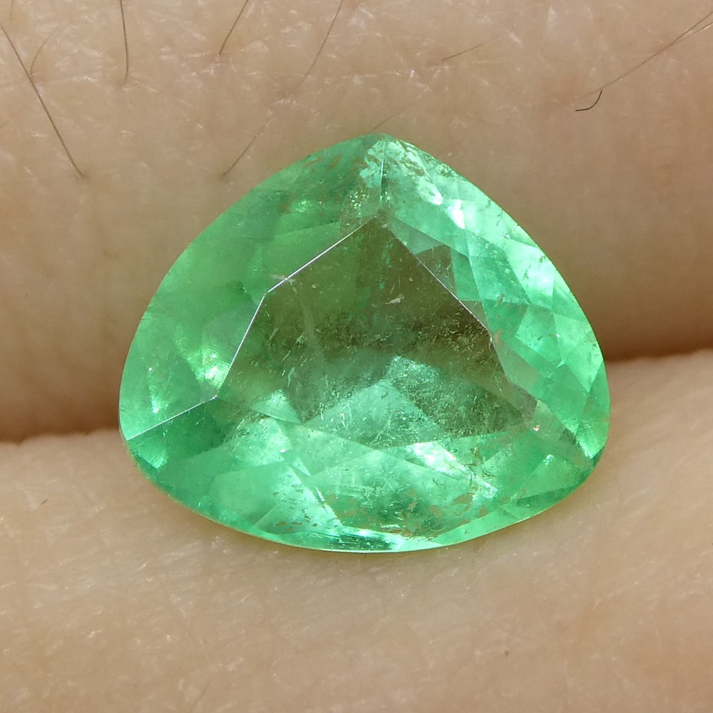 0.84ct Colombian Green Emerald Trillion Cut - Premium Loose Gemstone by SkyJems, Vibrant Green Beryl