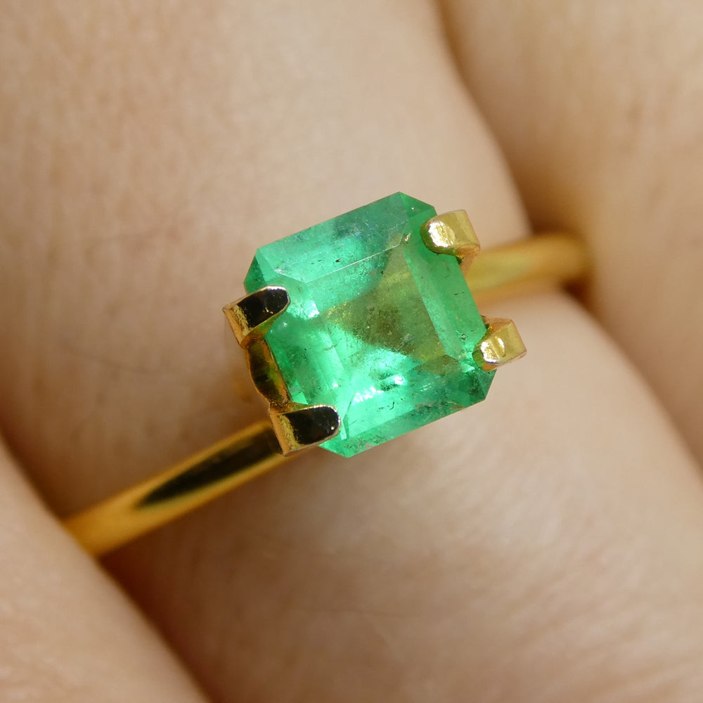 0.70ct Square Colombian Emerald in Bluish Green, Premium Beryl Gemstone from SkyJems Rare Gem Collection