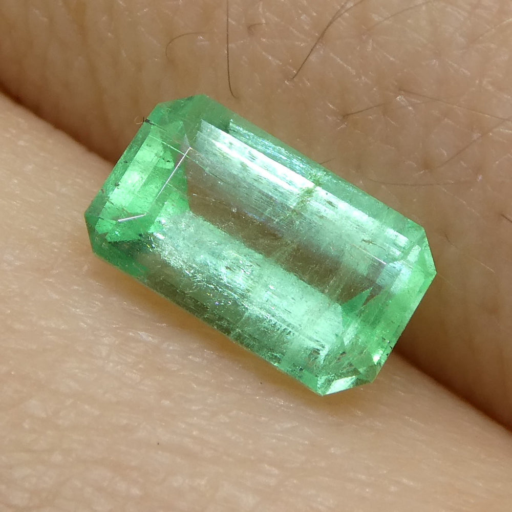 0.81ct Colombian Emerald, bluish green emerald cut gemstone from SkyJems premium colored gem collection