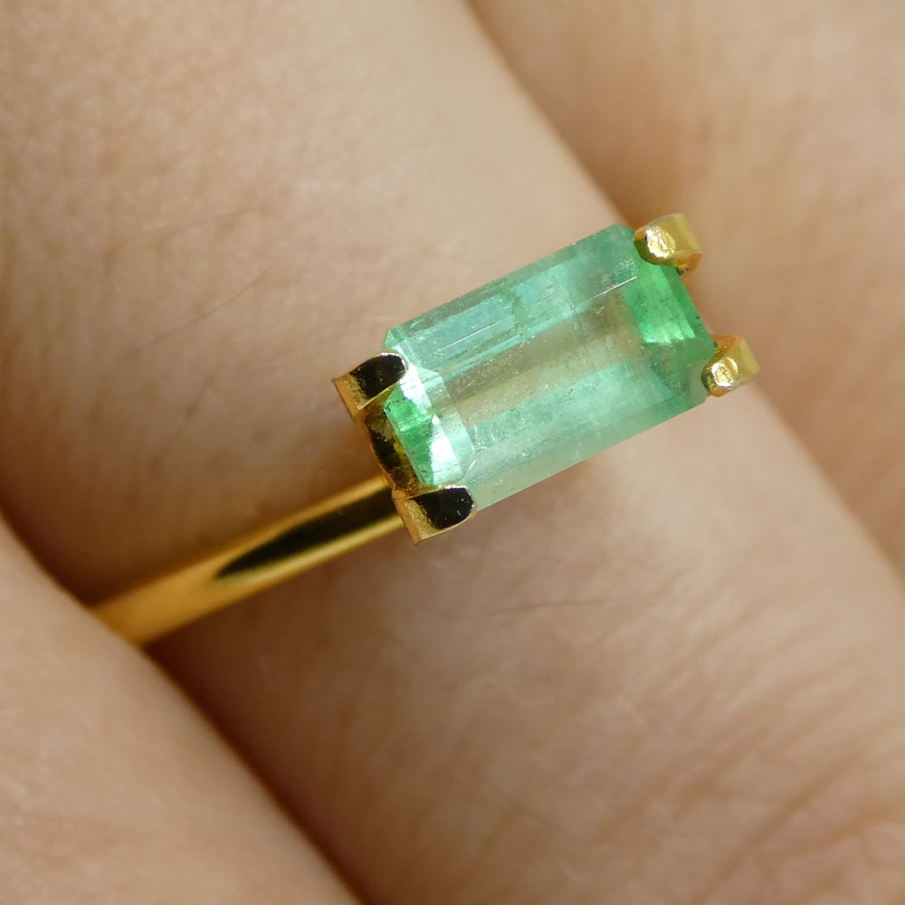 0.81ct Colombian Green Emerald in Emerald Cut, bluish green beryl gemstone from SkyJems fine jewelry collection