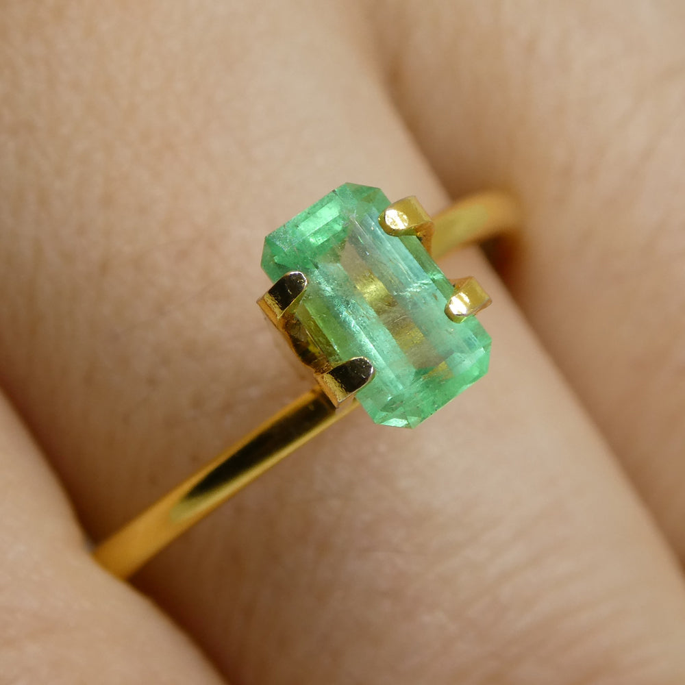 0.81ct Colombian Emerald, bluish green emerald cut gemstone from SkyJems premium colored gem collection
