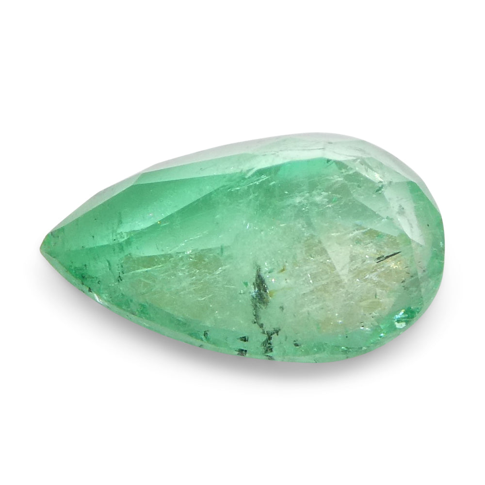 1.28ct Colombian Pear Green Emerald, Medium-Strong Color, SkyJems Fine Gemstones Collection