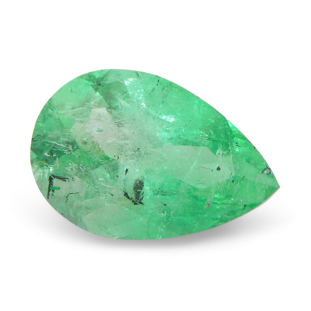 1.28ct Colombian Pear Green Emerald, Medium-Strong Color, SkyJems Fine Gemstones Collection