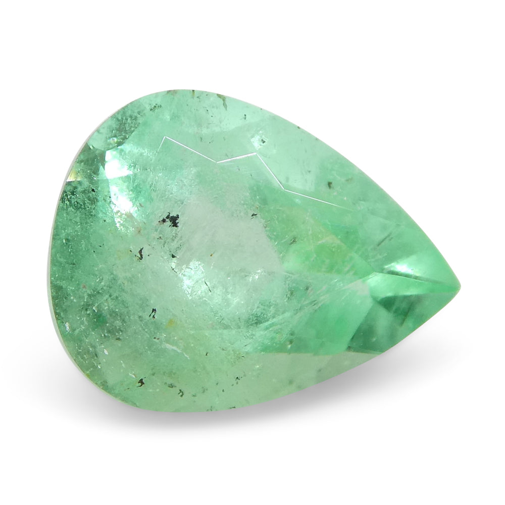 1.37ct Colombian Pear Green Emerald, Moderate Clarity | Premium Beryl Gemstone by SkyJems Canada