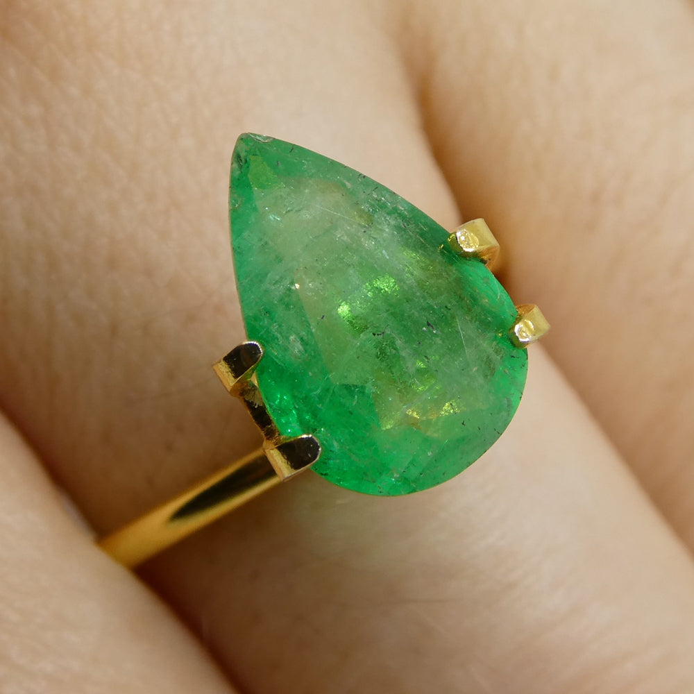 2.27ct Colombian Pear Green Emerald, Bluish Green Beryl Gemstone from SkyJems Fine Gems Collection
