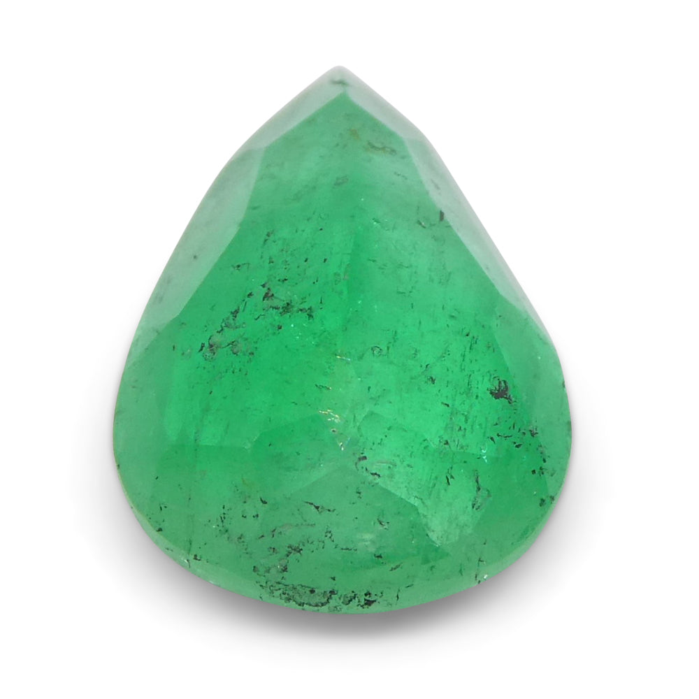 2.27ct Colombian Pear Green Emerald, Moderately Strong Color, SkyJems Fine Gemstones Collection