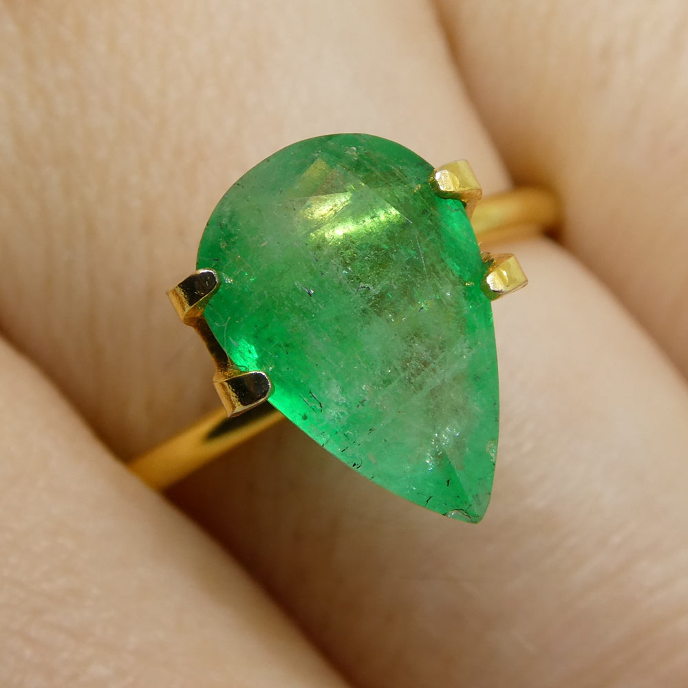 2.27ct Colombian Pear Green Emerald, Moderately Strong Color, SkyJems Fine Gemstones Collection