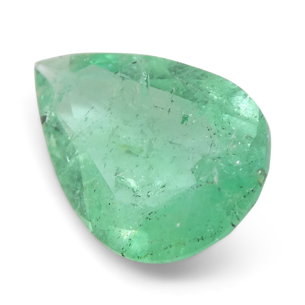 1.3ct Colombian Pear Green Emerald, Bluish Green Beryl Gemstone from SkyJems Fine Gem Collection