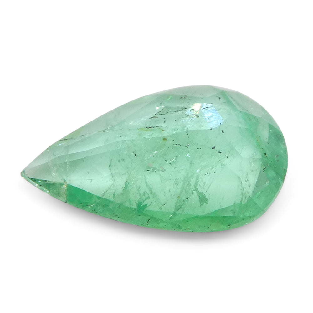 1.3ct Colombian Pear Green Emerald, Bluish Green Beryl Gemstone from SkyJems Fine Gem Collection