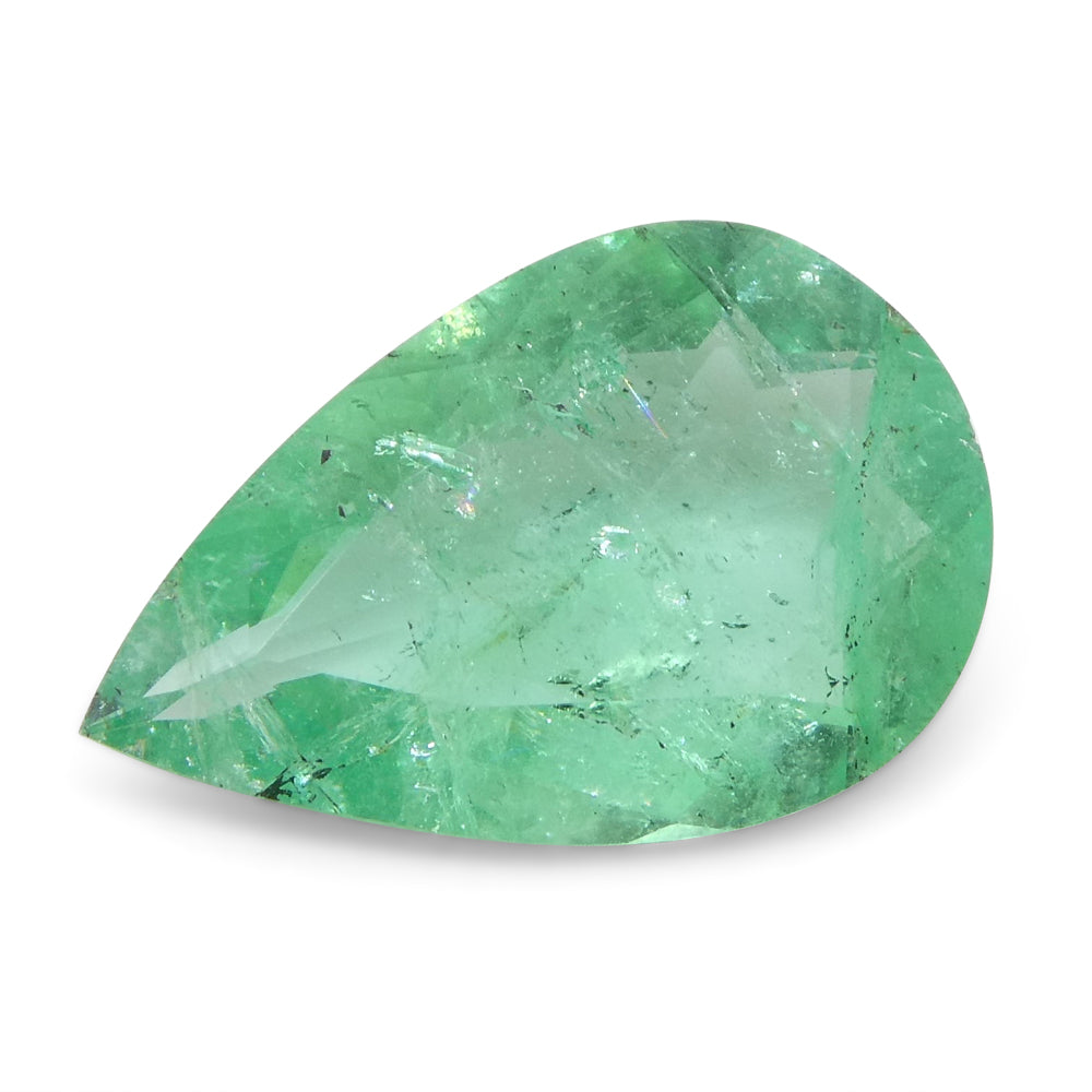 1.3ct Colombian Pear Green Emerald, Bluish Green Beryl Gemstone from SkyJems Fine Jewelry Collection
