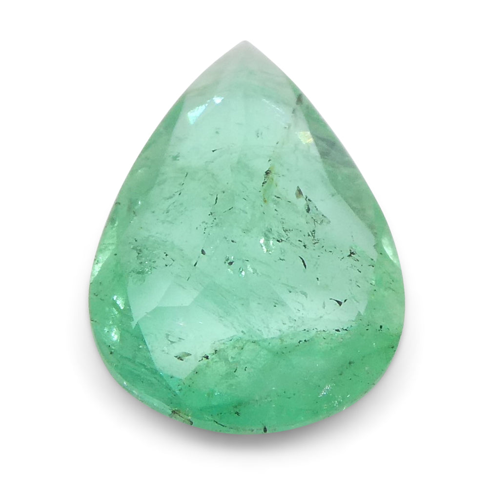 1.3ct Colombian Pear Green Emerald, Bluish Green Beryl Gemstone from SkyJems Fine Gems Collection