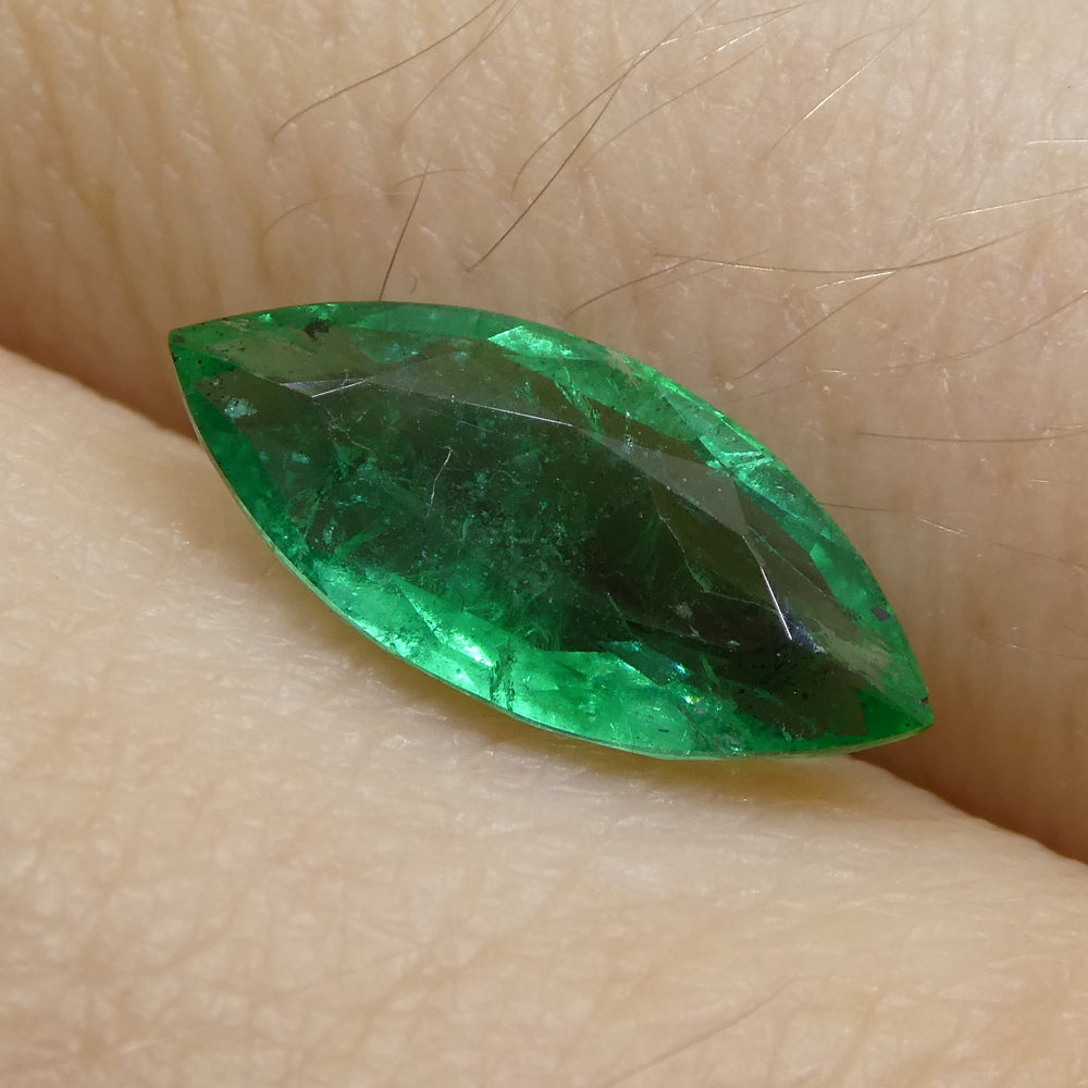 SkyJems 1.07ct Colombian Marquise Emerald: Bluish Green Beryl Gemstone with Moderate Clarity and Brilliance