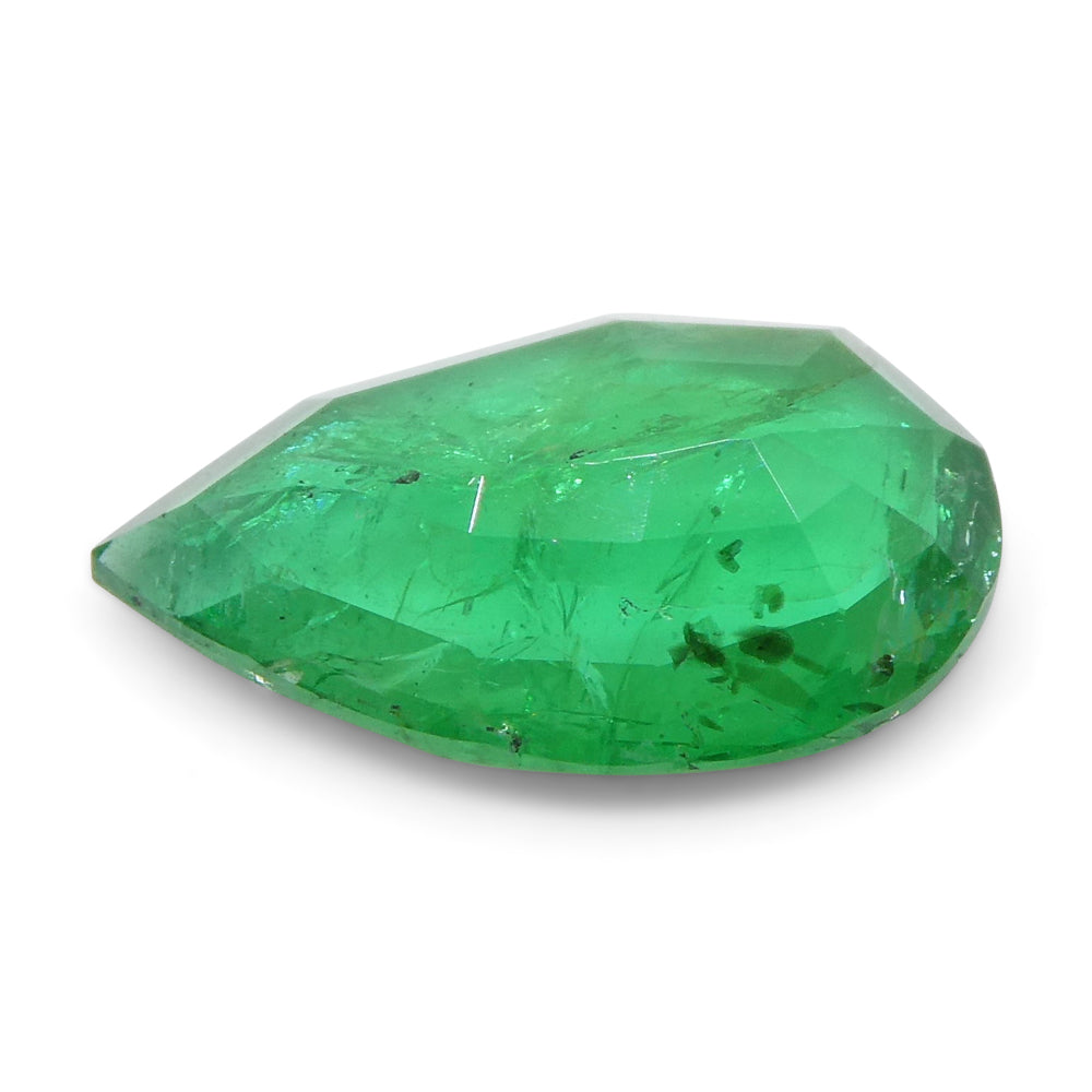 1.02ct Pear Green Emerald from Zambia, Step Cut Beryl Gemstone by SkyJems Canadian Fine Jewellery
