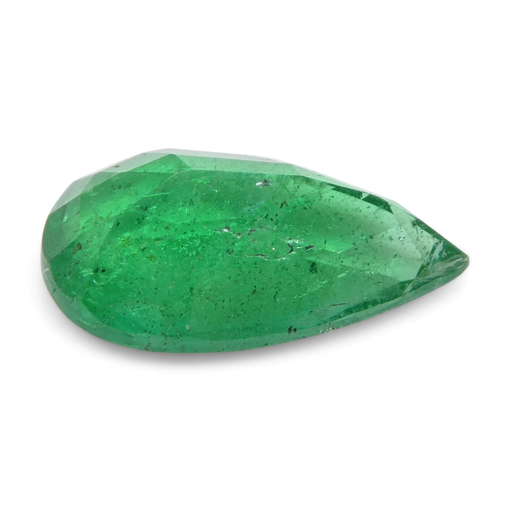 1.2ct Pear-Cut Zambian Green Emerald, vibrant bluish-green gemstone from SkyJems' premium single-stone collection
