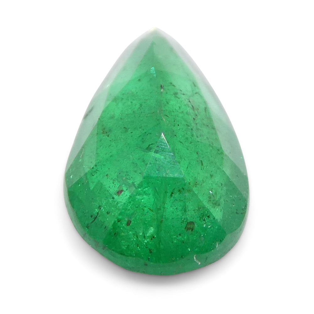 1.2ct Pear-Cut Zambian Green Emerald, vibrant bluish-green gemstone from SkyJems' premium single-stone collection