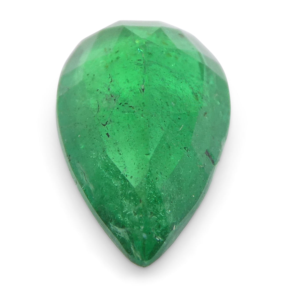 1.2ct Pear-Cut Zambian Green Emerald, vibrant bluish-green gemstone from SkyJems' premium single-stone collection