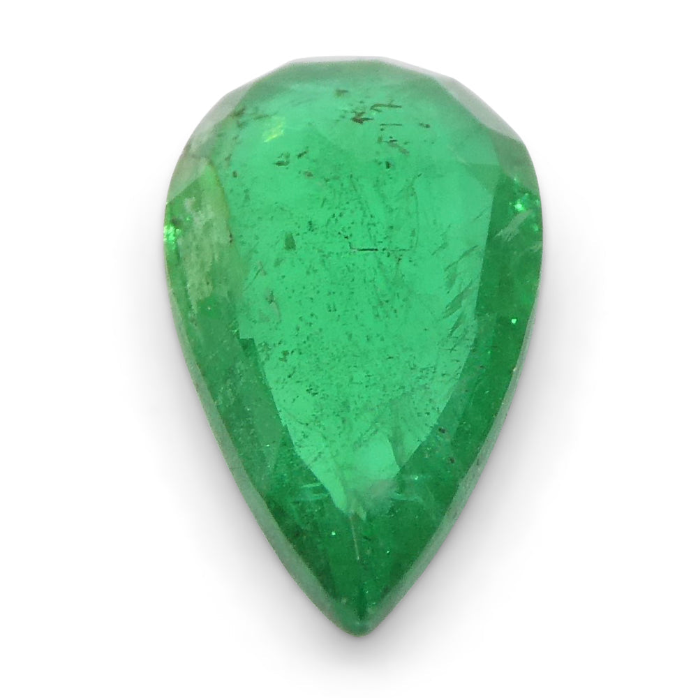 0.86ct Pear Green Emerald from Zambia, very slightly bluish, SkyJems premium Zambian beryl gemstone in modified brilliant cut