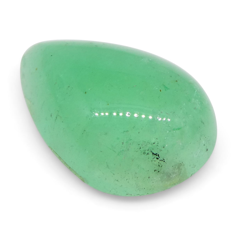 1.96ct Colombian Green Emerald Pear Cabochon, Bluish Green Beryl Gemstone by SkyJems Canada