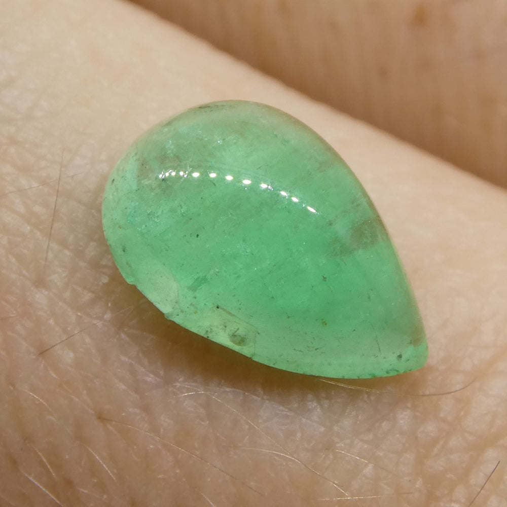 1.96ct Colombian Green Emerald Pear Cabochon, Beryl Gemstone from SkyJems' Premium Gem Collection