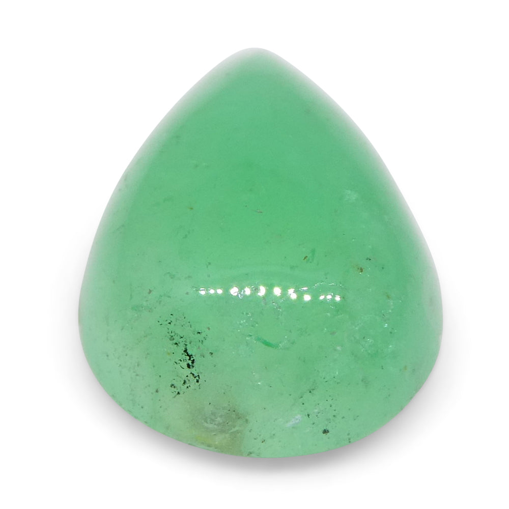 1.96ct Colombian Green Emerald Pear Cabochon, Bluish Green Gem from SkyJems Rare Stone Collection