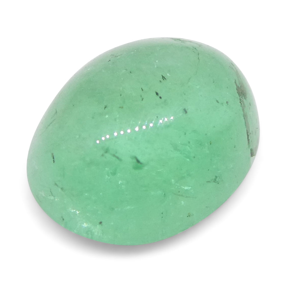 SkyJems 1.07ct Colombian Green Emerald Oval Cabochon, rich verdant hue from South American gem origins