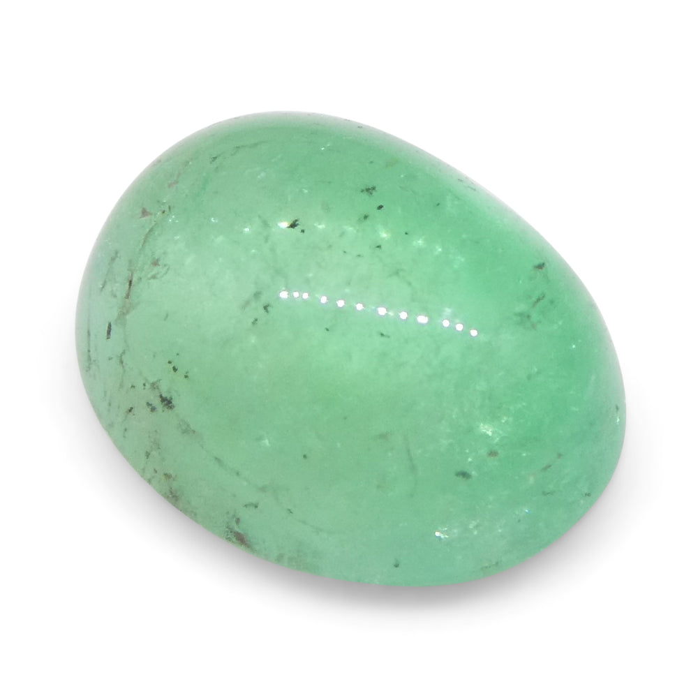 SkyJems 1.07ct Colombian Green Emerald Oval Cabochon, natural beryl gemstone with soft bluish-green hue