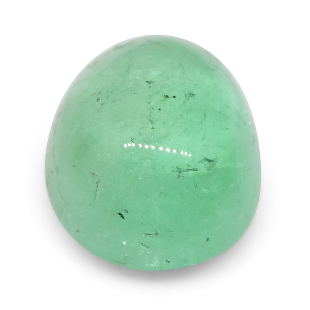 SkyJems 1.07ct Colombian Green Emerald Oval Cabochon, rare beryl gemstone with soft bluish-green hue