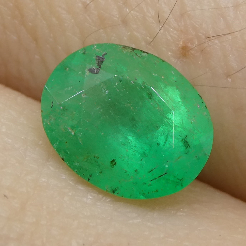 1.20ct Colombian Green Emerald Oval Gemstone from SkyJems, Vibrant Medium-Light Green Beryl