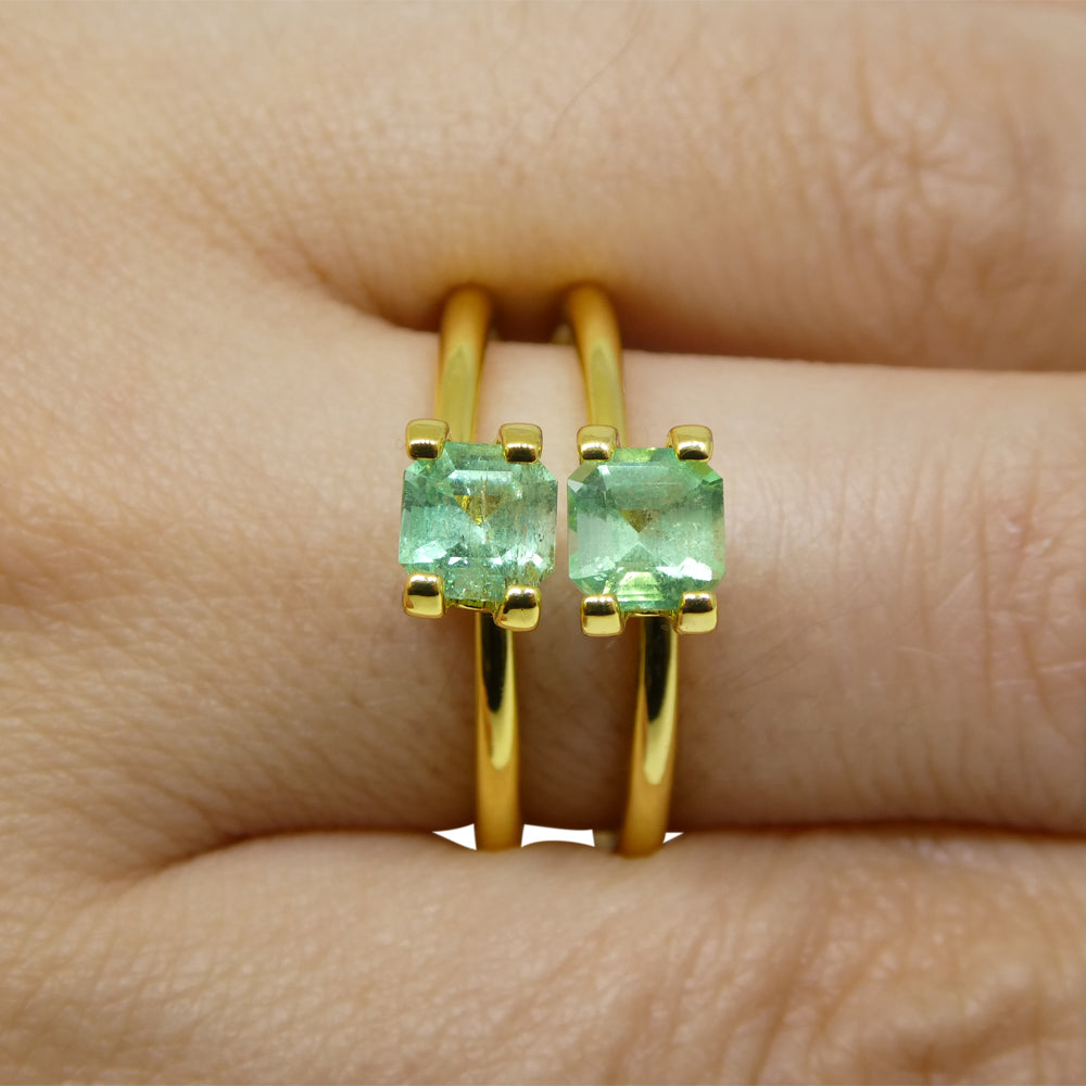 1.13ct Colombian Green Emerald Pair, Square Step Cut Gemstones from SkyJems Rare Gem Collection