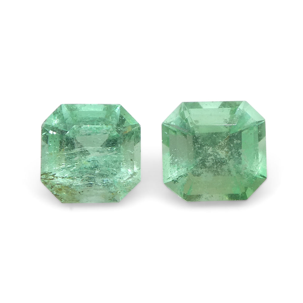 1.13ct Colombian Green Emerald Pair, Square Step Cut Gemstones from SkyJems Premium Gem Collection