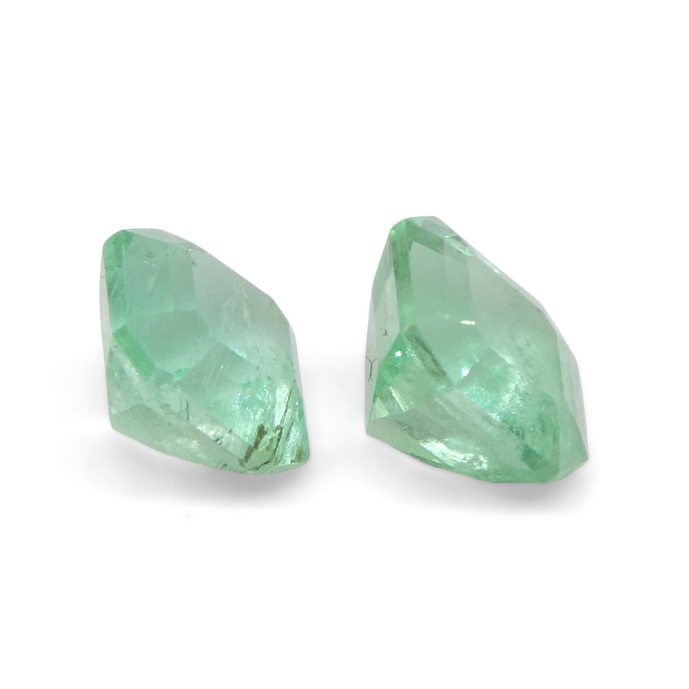 1.13ct Colombian Green Emerald Pair, Square Step Cut Gemstones from SkyJems Premium Gem Collection