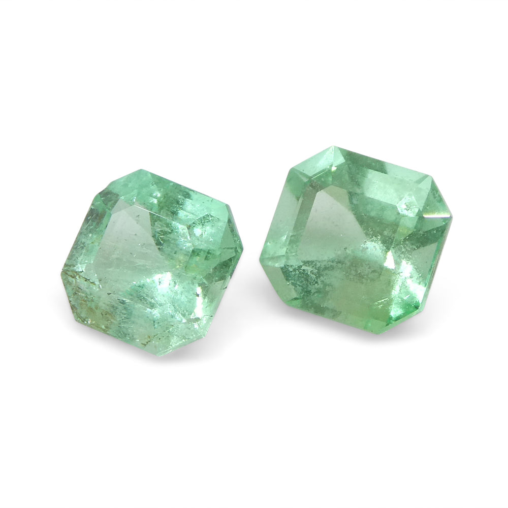 1.13ct Colombian Green Emerald Pair, Square Step Cut Gemstones from SkyJems Rare Gem Collection