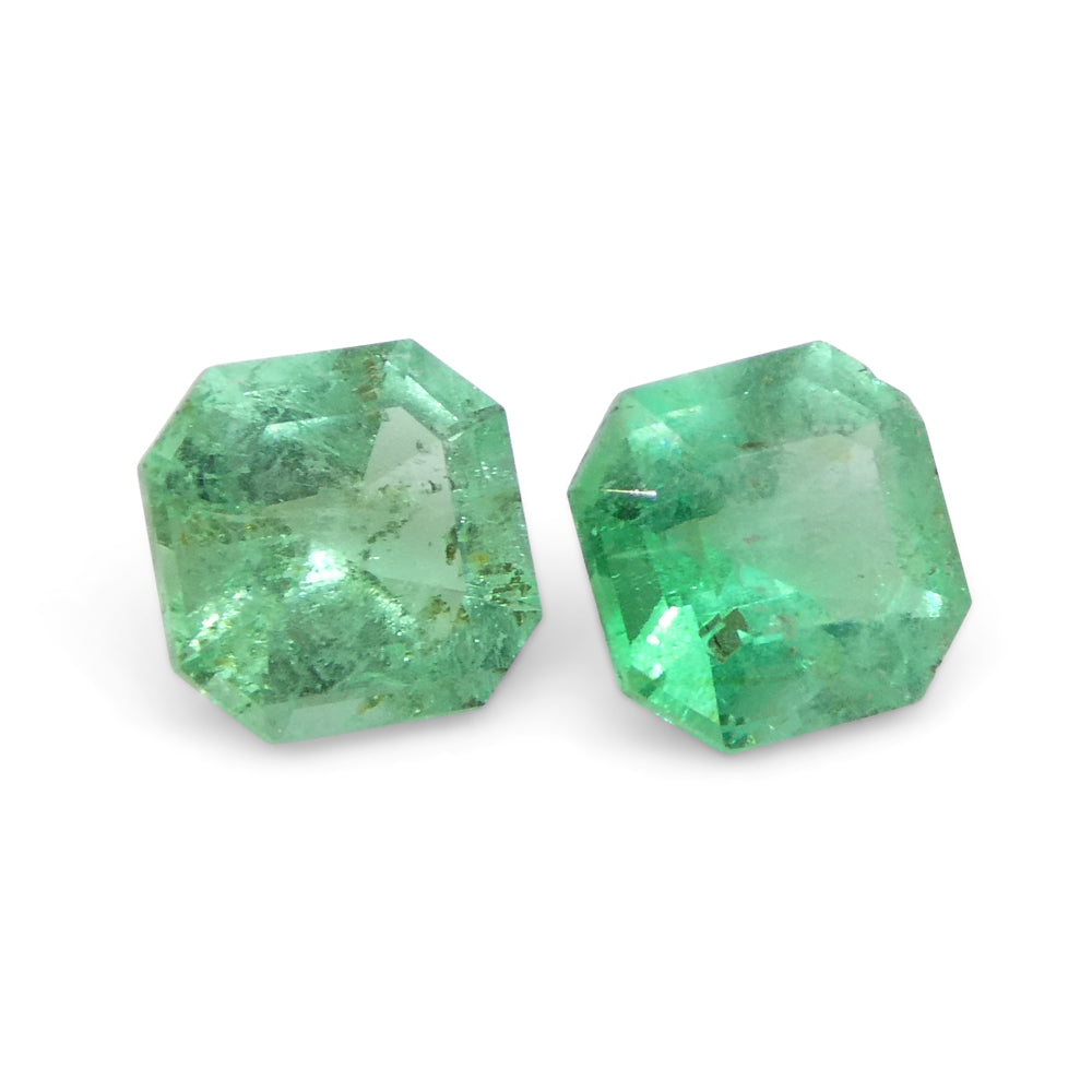 0.96ct Colombian Green Emerald Pair, Square Step Cut Gemstones from SkyJems Rare Gem Collection