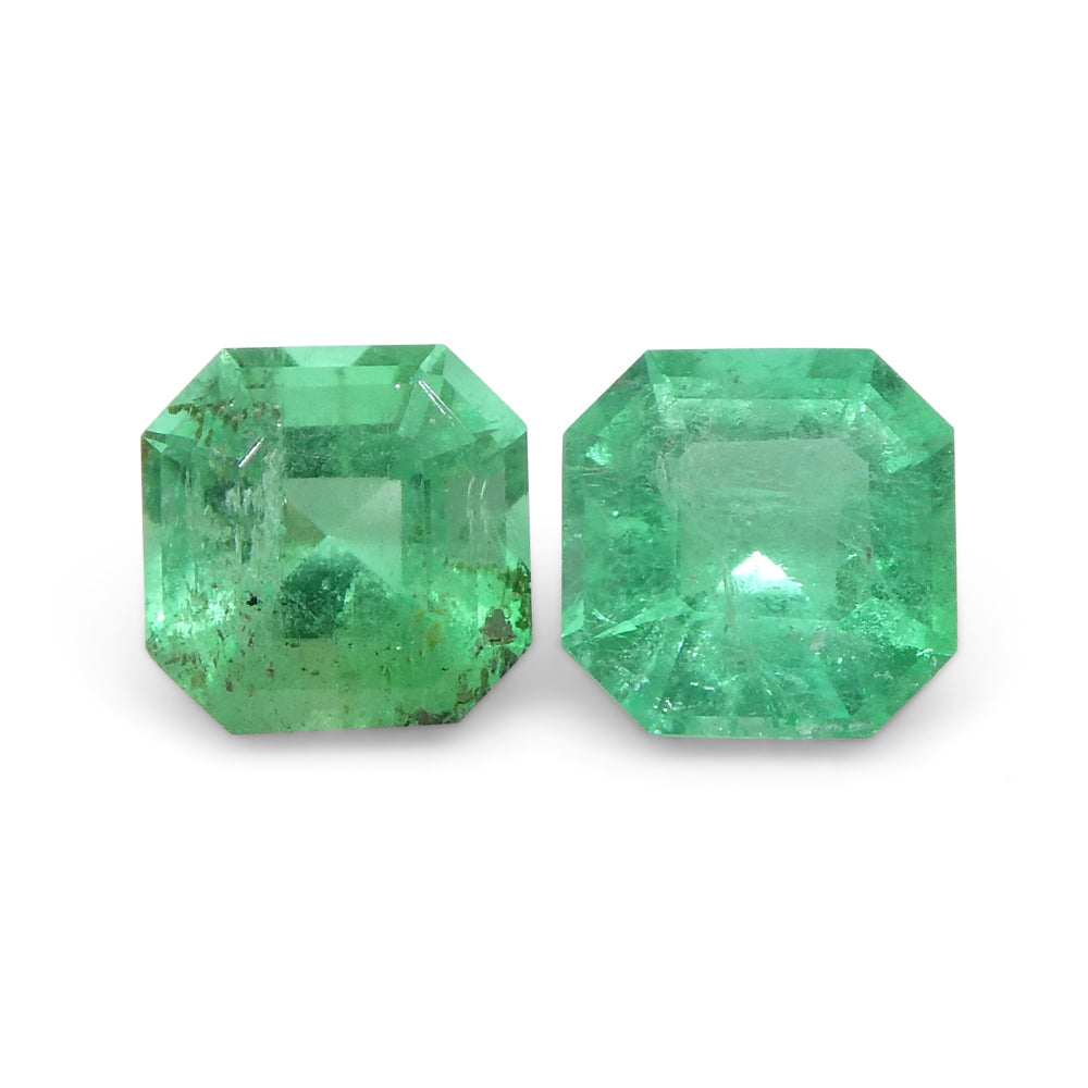 0.83ct Colombian Green Emerald Pair, Square Step Cut Gemstones from SkyJems Premium Gem Collection