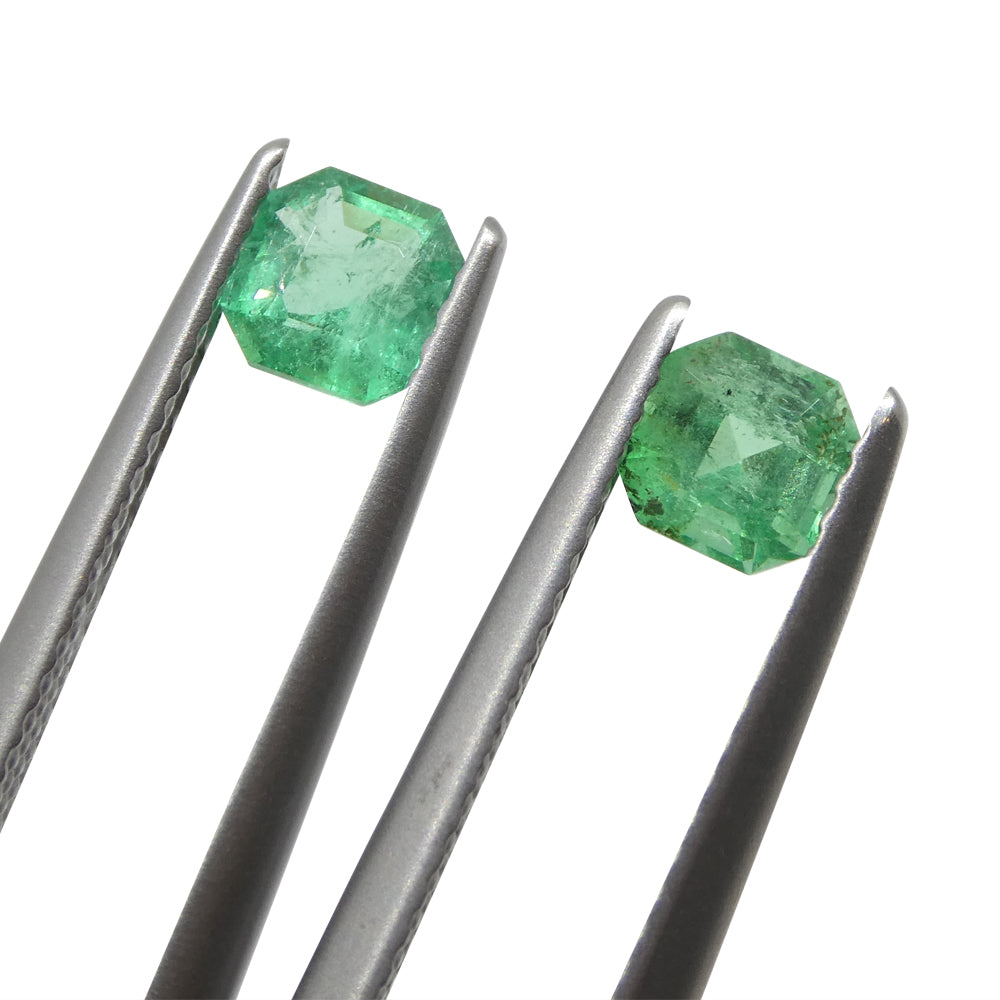 0.83ct Colombian Green Emerald Pair, Square Step Cut Gemstone by SkyJems Fine Gems Canada