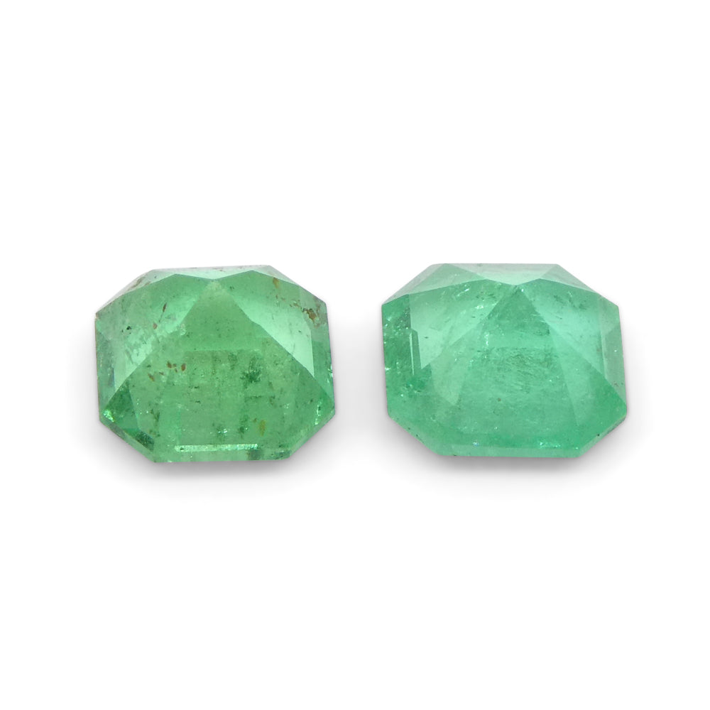 0.83ct Colombian Green Emerald Pair, Square Step Cut Gemstones from SkyJems Premium Gem Collection
