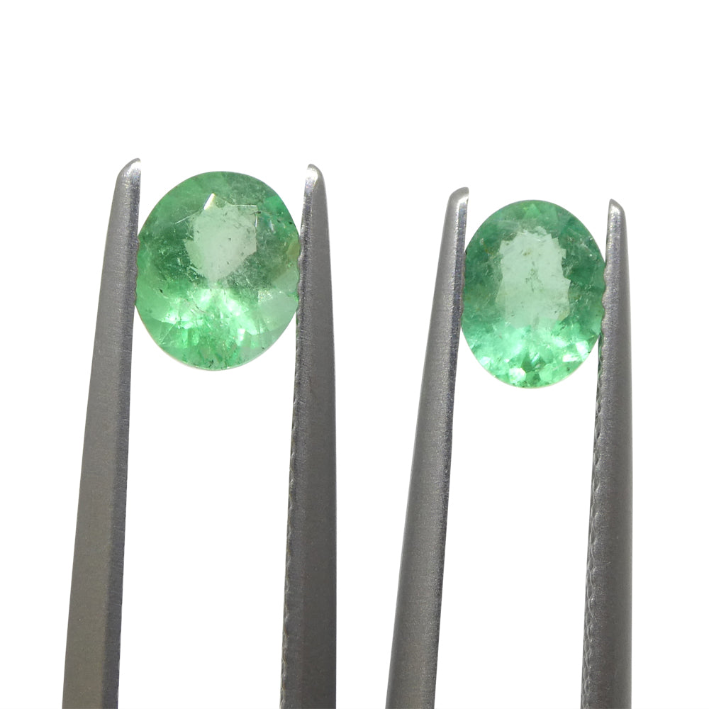 1.17ct Colombian Green Emerald Pair, Oval Brilliant Cut Gemstones from SkyJems Fine Gem Collection