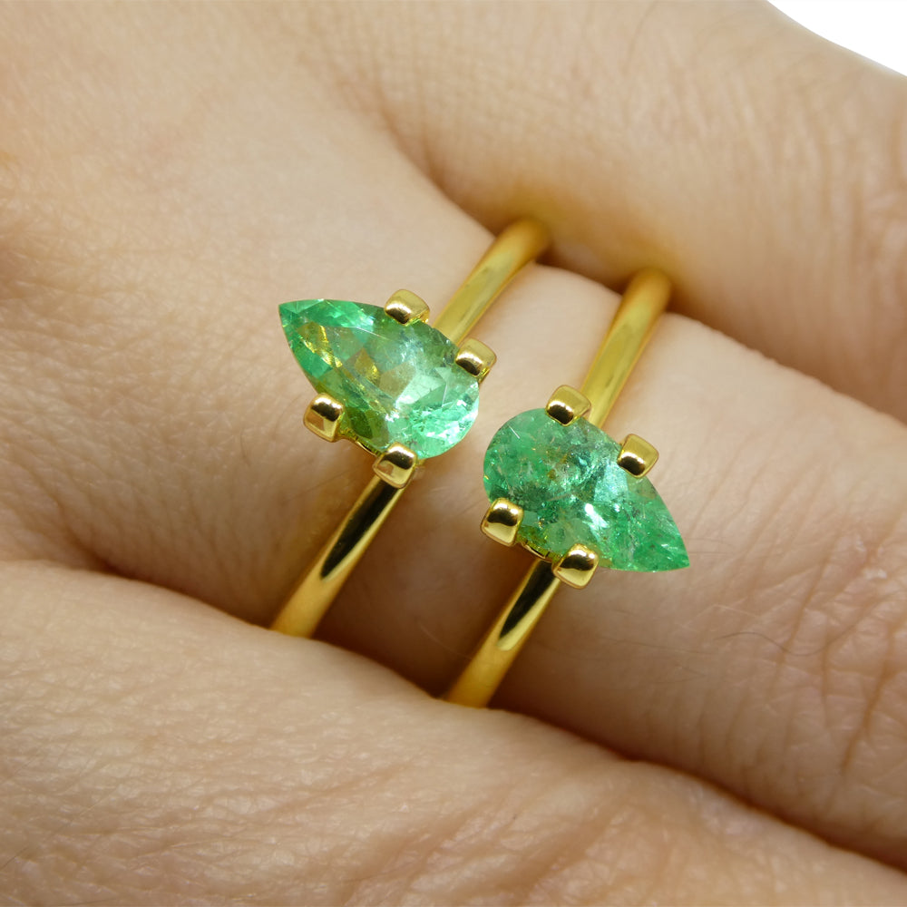 1.28ct Pair Pear Green Emerald from Colombia - Skyjems Wholesale Gemstones