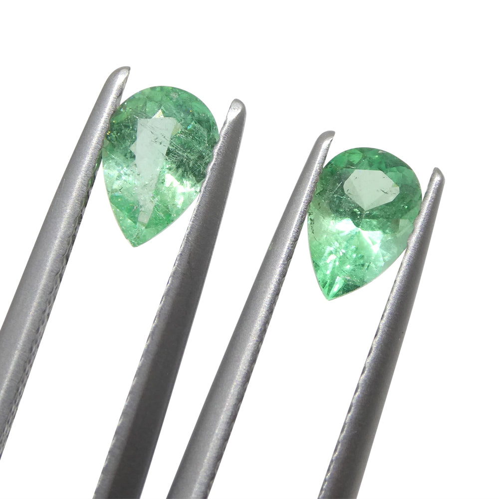 1.05ct Colombian Green Emerald Pear Pair - Premium Gemstone from SkyJems Rare Gem Collection
