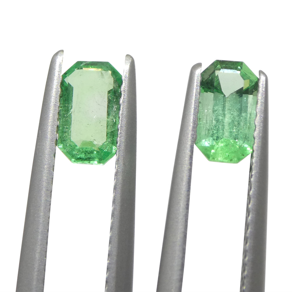 Emerald 0.93 cts 6.66 x 3.67 x 2.69 mm/6.69 x 3.96 x 2.37 Emerald Cut Green $750
