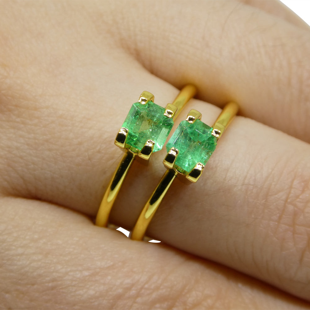 1.01ct Colombian Green Emerald Pair, Square Step Cut Gemstones from SkyJems Rare Gem Collection