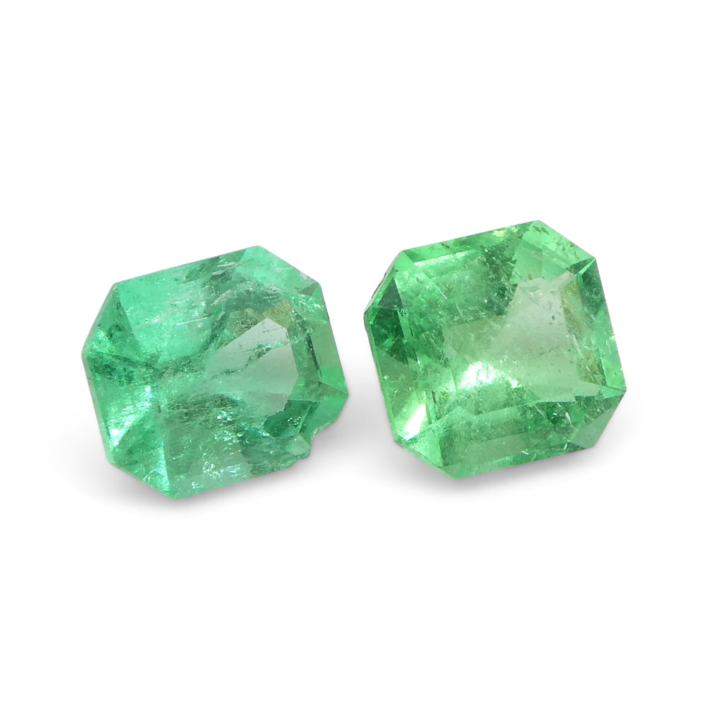 1.01ct Colombian Green Emerald Pair, Square Step Cut Gemstones from SkyJems Rare Gem Collection