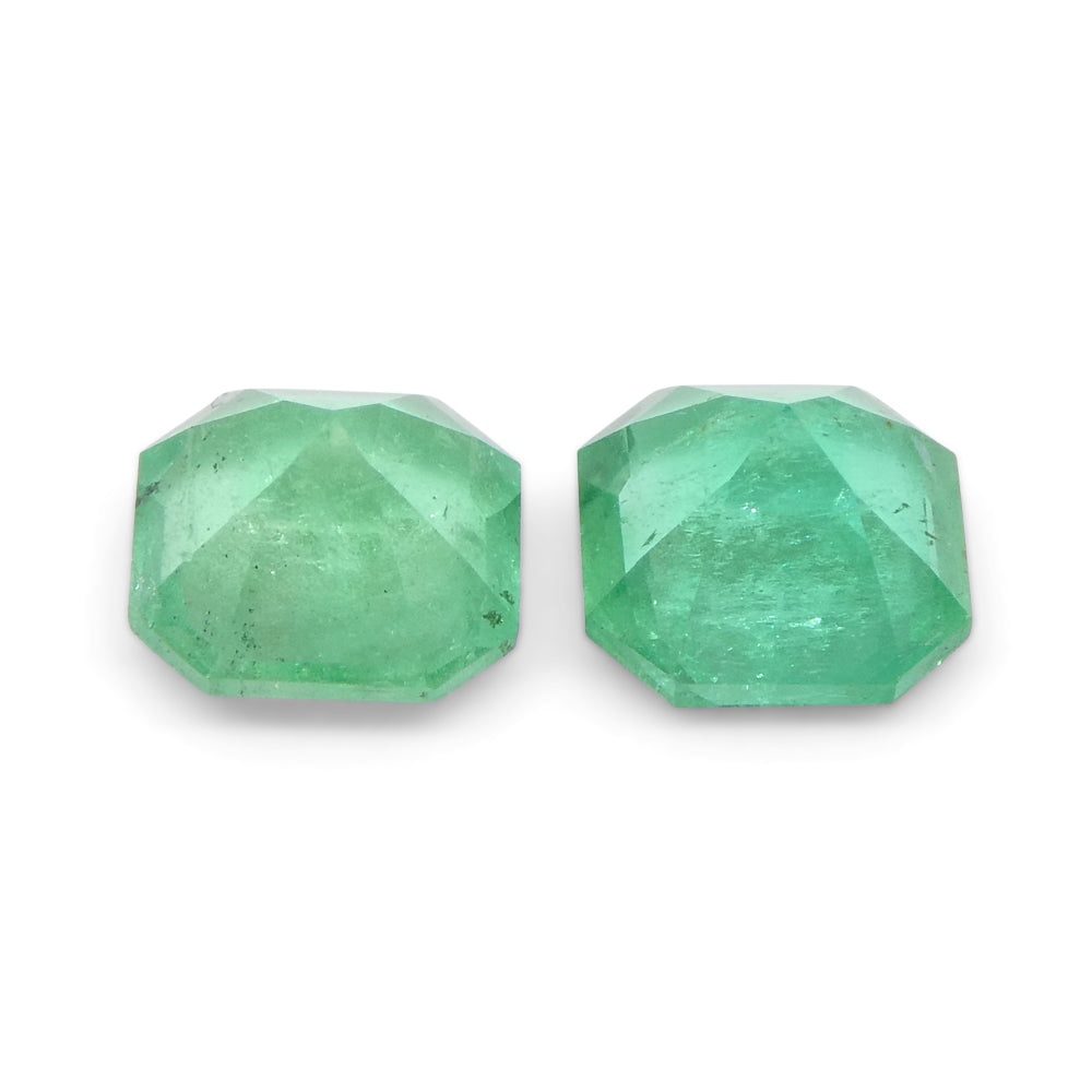 1.05ct Colombian Green Emerald Pair, Square Step Cut Gemstones from SkyJems Premium Gem Collection