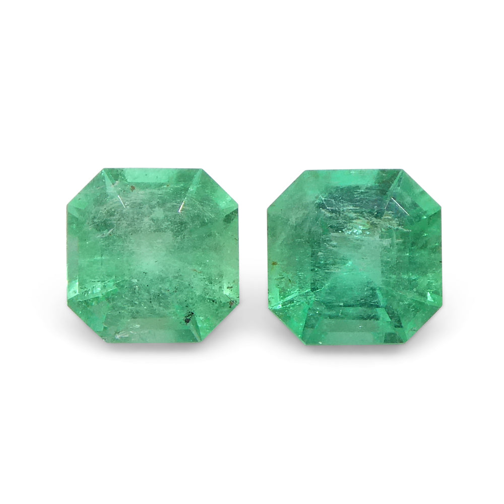1.05ct Colombian Green Emerald Pair, Square Step Cut Gemstones by SkyJems - Premium Beryl Gems from South America