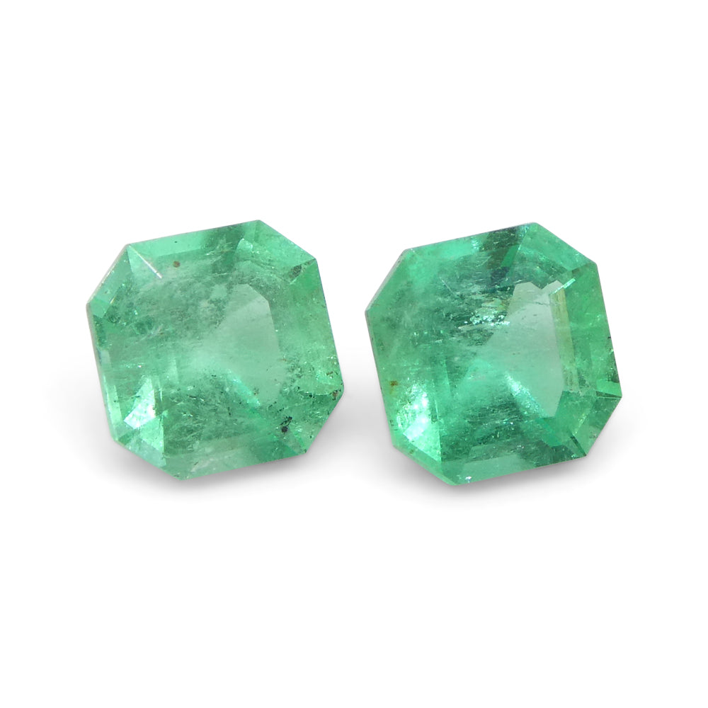 1.05ct Colombian Green Emerald Pair, Square Step Cut Gemstones from SkyJems Rare Gem Collection