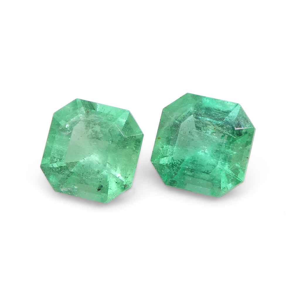 1.05ct Colombian Green Emerald Pair, Square Step Cut Gemstones from SkyJems Premium Gem Collection