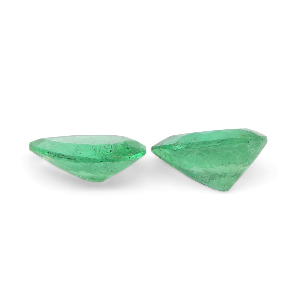 1.03ct Colombian Green Emerald Pear Pair from SkyJems, premium medium-light green beryl gemstones