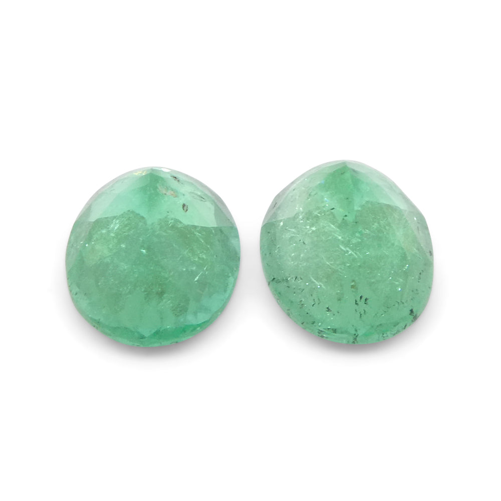 SkyJems 1.24ct Colombian Oval Green Emerald Pair, premium beryl gemstone with brilliant cut and medium-light color